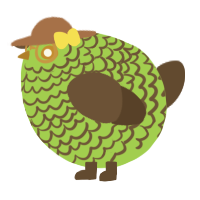 A grass and bark chicken with a lace pattern