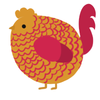 A orange and crimson chicken with a lace pattern