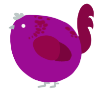A plum and maroon chicken with a neck-speckle pattern