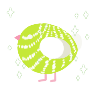 A lime and white chicken with a bar pattern