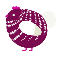 A wine and white chicken with a bar pattern