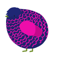 A navy and fuchsia chicken with a lace pattern
