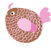 A brown and pink chicken with a lace pattern