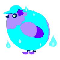 A sky and lilac chicken with a head pattern