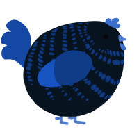 A cream and honey chicken with a bar pattern