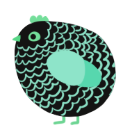 A black and mint chicken with a lace pattern