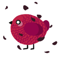 A crimson and maroon chicken with a lace pattern