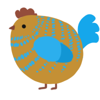 A gold and sky chicken with a bar pattern