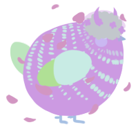 A pink and apple chicken with a bar pattern