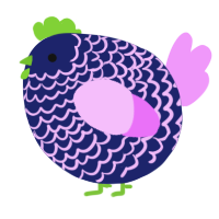 A navy and lavender chicken with a lace pattern