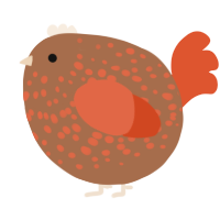 A brown and vermilion chicken with a speckle pattern