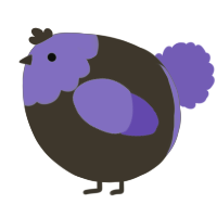 A bark and lilac chicken with a head pattern