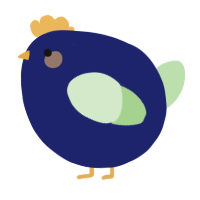 A navy and gluppy chicken