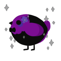 A black and amethyst chicken with a head pattern