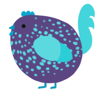 A overcast and aqua chicken with a speckle pattern