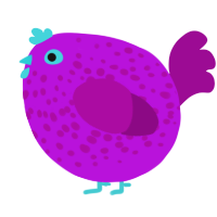 A amethyst and plum chicken with a speckle pattern