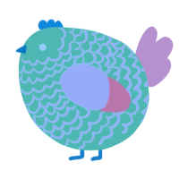 A mint and rose chicken with a lace pattern