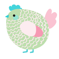 A gluppy and rose chicken with a lace pattern