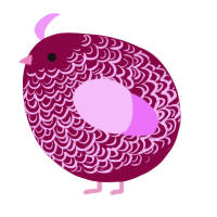 A maroon and lavender chicken with a double-lace pattern