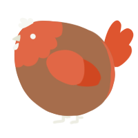 A brown and vermilion chicken with a head pattern