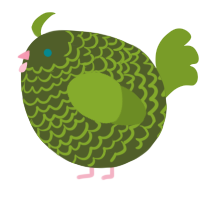 A olive and chartreuse chicken with a lace pattern
