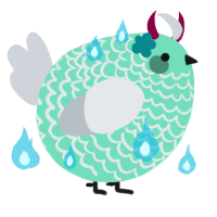 A mint and mist chicken with a lace pattern