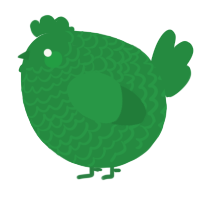 A viridian chicken with a lace pattern