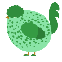 A mint and viridian chicken with a speckle pattern