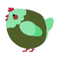 A olive and spring chicken with a head pattern