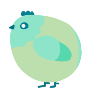 A gluppy and mint chicken with a head pattern