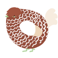 A russet and cream chicken with a lace pattern