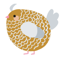 A gold and mist chicken with a lace pattern