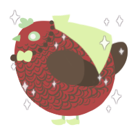 A red and bark chicken with a double-lace pattern
