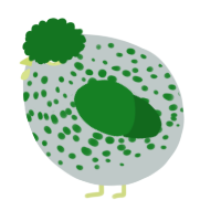 A silver and leaf chicken with a speckle pattern