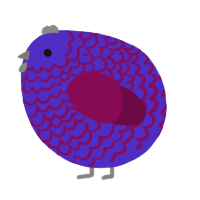 A indigo and wine chicken with a lace pattern