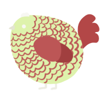 A apple and red chicken with a lace pattern
