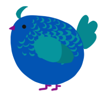 A ultramarine and teal chicken with a half-lace pattern