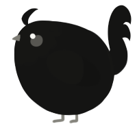 A black chicken with a head pattern