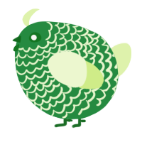 A viridian and apple chicken with a lace pattern