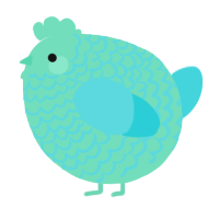 A mint and aqua chicken with a lace pattern