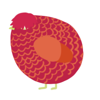 A crimson and vermilion chicken with a lace pattern