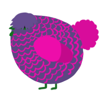 A overcast and fuchsia chicken with a lace pattern