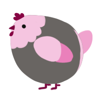 A grey and pink chicken with a head pattern
