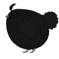 A black and sable chicken with a lace pattern
