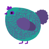 A turquoise and overcast chicken with a double-lace pattern