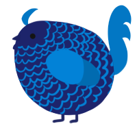 A navy and sapphire chicken with a lace pattern