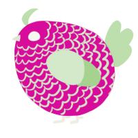 A fuchsia and gluppy chicken with a lace pattern