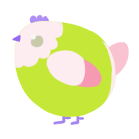 A lime and rose chicken with a head pattern