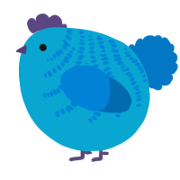 A cerulean and sapphire chicken with a half-bar pattern