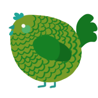 A chartreuse and leaf chicken with a lace pattern
